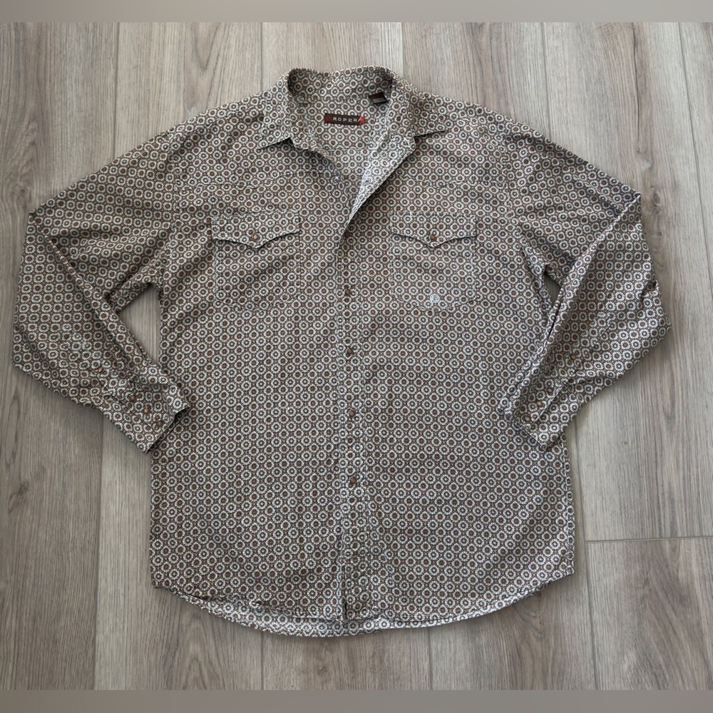 ROPER Brown and White Geometric Shirt 👕